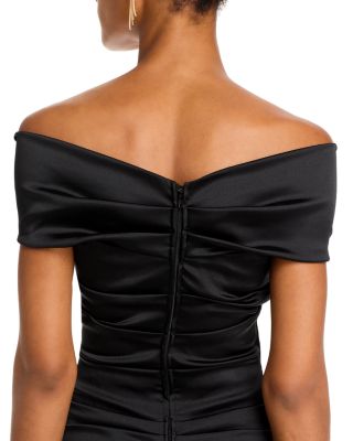 Satin Stretch Off The Shoulder Gown