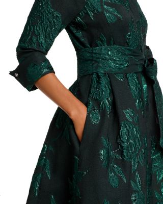 Metallic Jacquard Midi Shirt Dress