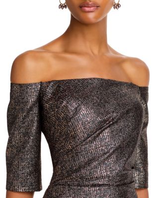 Jacquard Off The Shoulder Gown