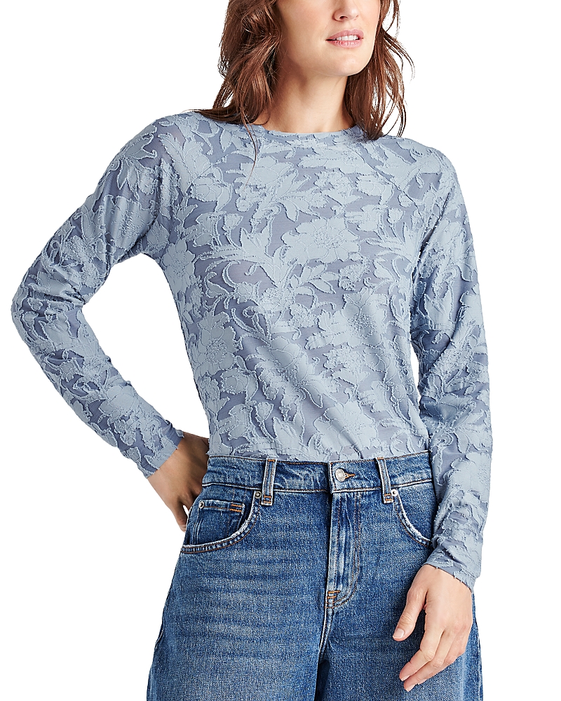 Splendid Cecelia Floral Long Sleeve Tee In Periwinkle