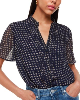 Pintuck Button Front Blouse