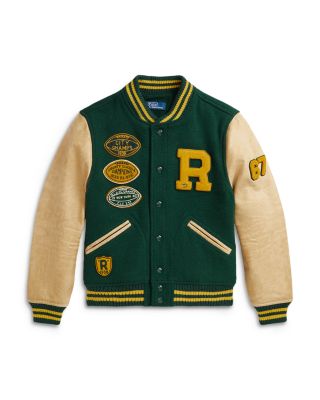 Ralph Lauren - Boys' Leather Sleeve Wool Blend Jacket - Little Kid, Big Kid