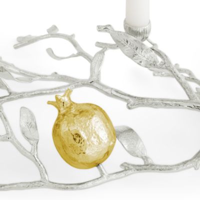 Pomegranate Silver and Gold Tone Low Candleholder