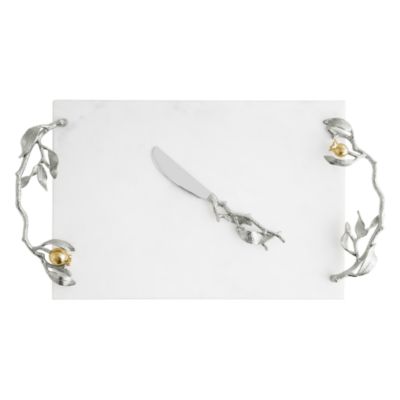 Pomegranate Silver and Gold Cheeseboard and Spreader