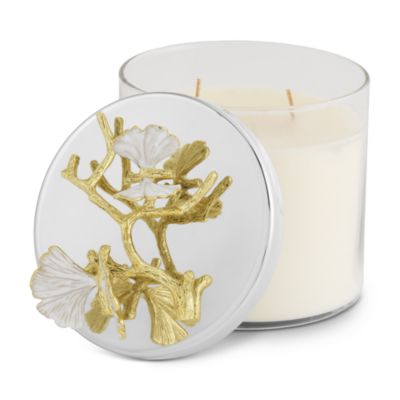 Butterfly Ginkgo Gold Candle, 13.5 oz.