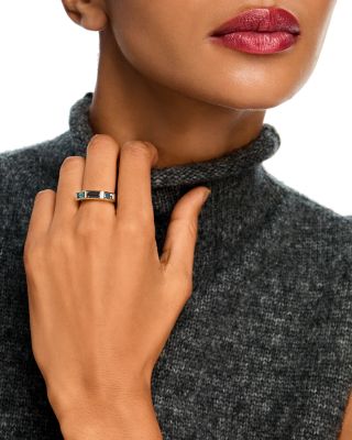 Blue Topaz Emerald Cut Three Stone Ring in 14K Yellow Gold