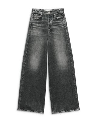 Miramar Sofie High Rise Wide Leg Cotton Terry Sweatpant Jeans in Washed Black