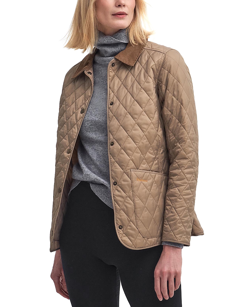 Barbour Corduroy Collar Quilted Jacket In Sand Dune