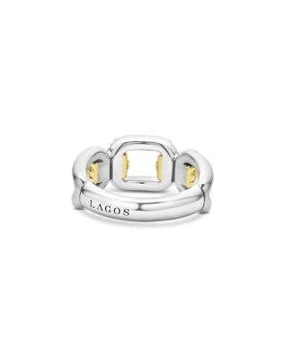18K Yellow Gold & Sterling Silver Signature Caviar Diamond Link Statement Ring