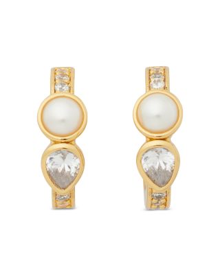 【おしゃれ】 KATE SPADE imitation pearl huggie hoop ピアス Kate Spade New York imitation pearl pavé huggie hoop