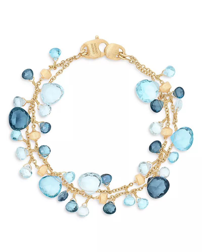 Marco Bicego 18K Yellow Gold Paradise Topaz London Blue & Swiss Blue Double Strand Bracelet
