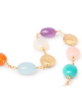 18K Yellow Gold Siviglia Multi Stone & Textured Bead Chain Bracelet - Exclusive