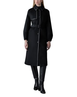 【MACKAGE】ZEVA レザーディテール ウールロングトレンチコート Mackage Zeva Trench Coat | Bloomingdale's