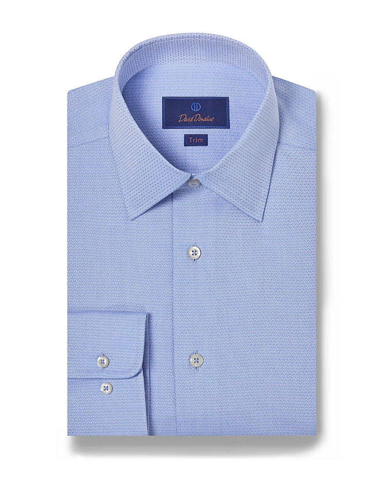 David Donahue Slim Fit Dobby Micro Check Cotton Dress Shirt In Sky