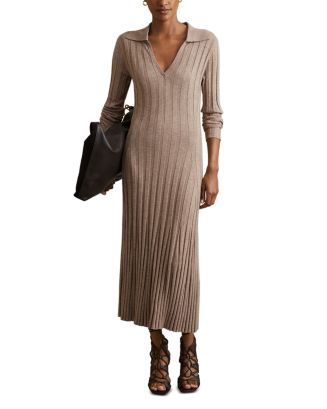 REISS Winnie Long Sleeve Knitted Midi Dress Pull On | Bloomingdale's Women
