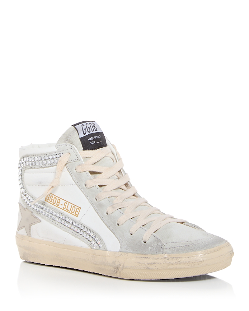 Golden Goose Unisex Slide Embellished High Top Sneakers In White