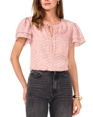 VINCE CAMUTO - Textured Flutter Sleeve Blouse