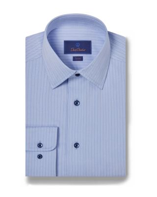 David Donahue Trim Fit Plaid Dress Shirt In White Dune Size 15 5 60
