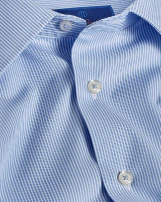 Cotton Twill Fine Line Stripe Slim Fit Dress Shirt