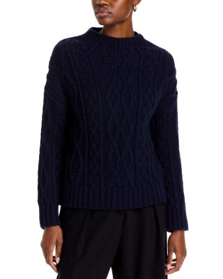 Textured Cable Knit Funnel Neck Sweater - Exclusive