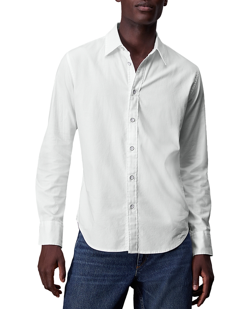 Rag & Bone Tomlin Stretch Dobby Button Front Shirt In White