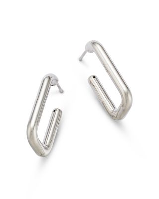 Bloomingdale's Fine Collection - Polished Rectangle J Hoop Earrings in Sterling Silver