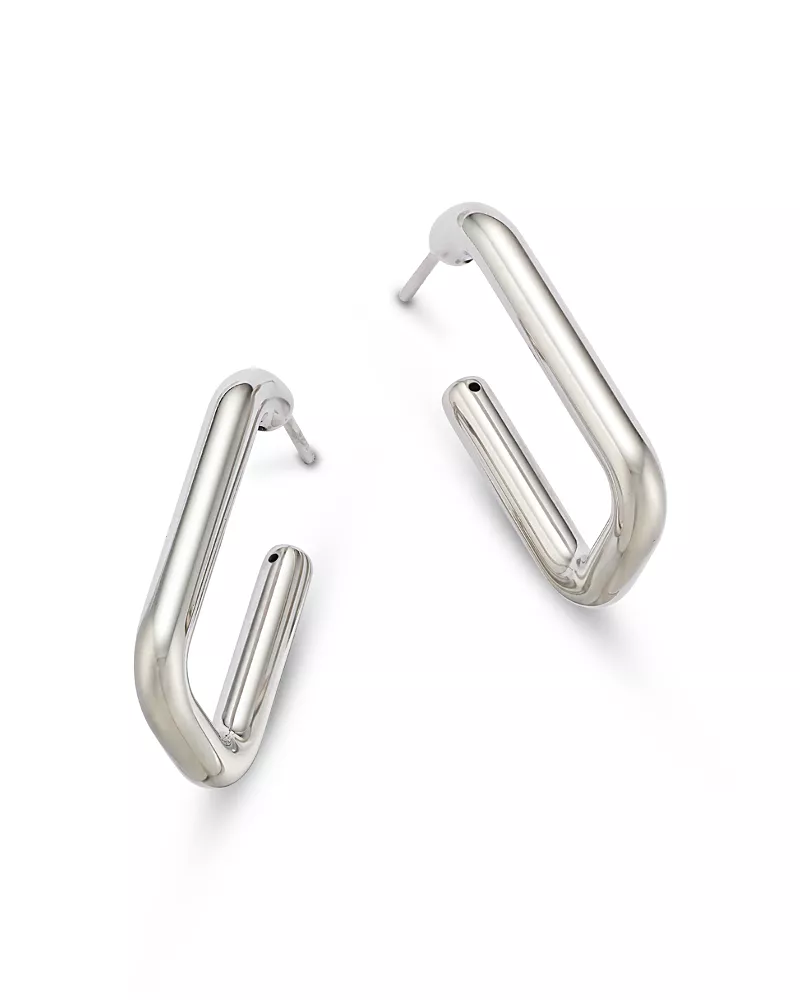 Bloomingdale's Fine Collection Polished Rectangle J Hoop Earrings in Sterling Silver