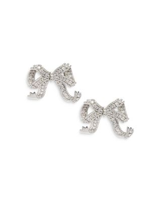 Self-Portrait - Crystal Bow Clip On Earrings