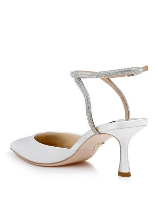 Women's Autumn Pointed Toe Pav&eacute; Embellished Mid Heel Pumps