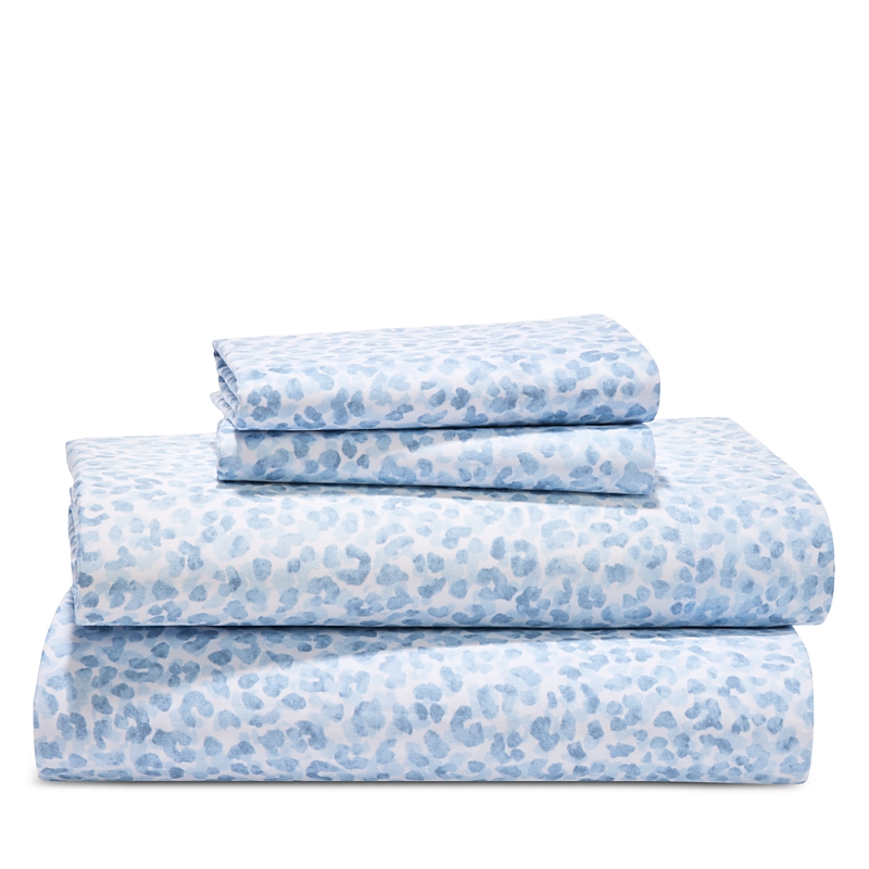 Sky Leopard Sateen Sheet Set, Queen - Exclusive In Blue/leopard