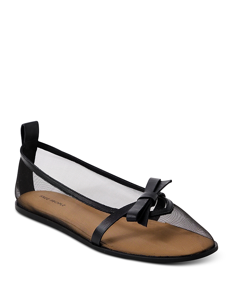 Free People Mania Mesh Bow Flat In Black Mesh