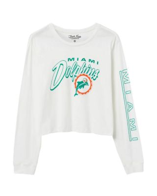 Junk Food Clothing - Women's NFL Miami Dolphins Touchdown Long Sleeve Cropped Tee