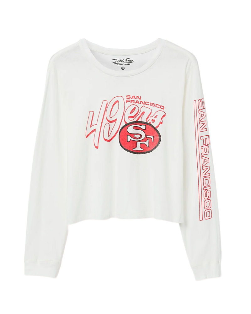 Junk Food Clothing Women's Nfl San Francisco 49ers Touchdown Long Sleeve Cropped Tee