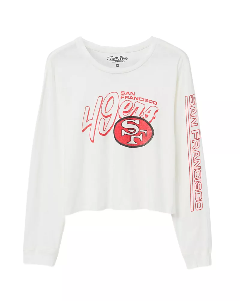 Junk Food Clothing Women's Nfl San Francisco 49ers Touchdown Long Sleeve Cropped Tee
