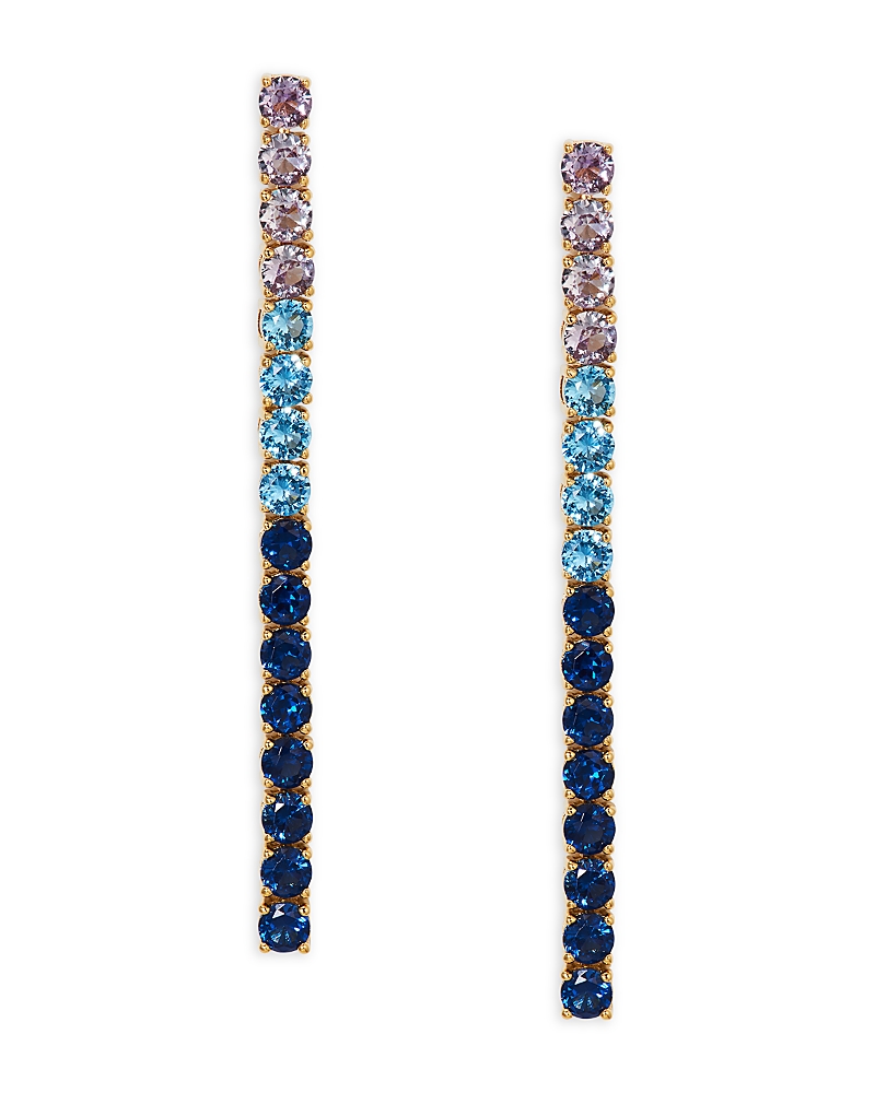 NADRI MULTICOLOR MIXED STONE LINEAR DROP EARRINGS IN 18K GOLD PLATED