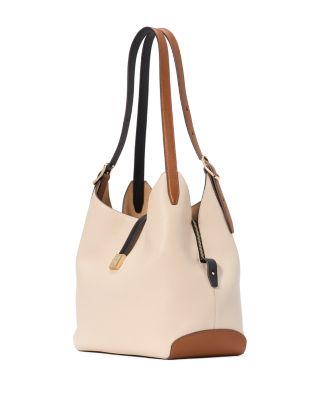 Deco Color Blocked Pebbled Leather Medium Shoulder Bag