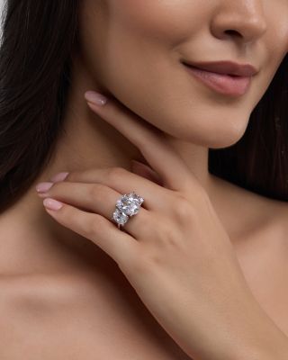 Certified Lab Grown Oval Diamond Engagement Ring in 18K White Gold, 10.45 tcw