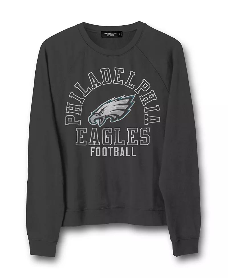 Junk Food Clothing Women's Nfl Philadelphia Eagles Flocked Raglan Crew Fleece