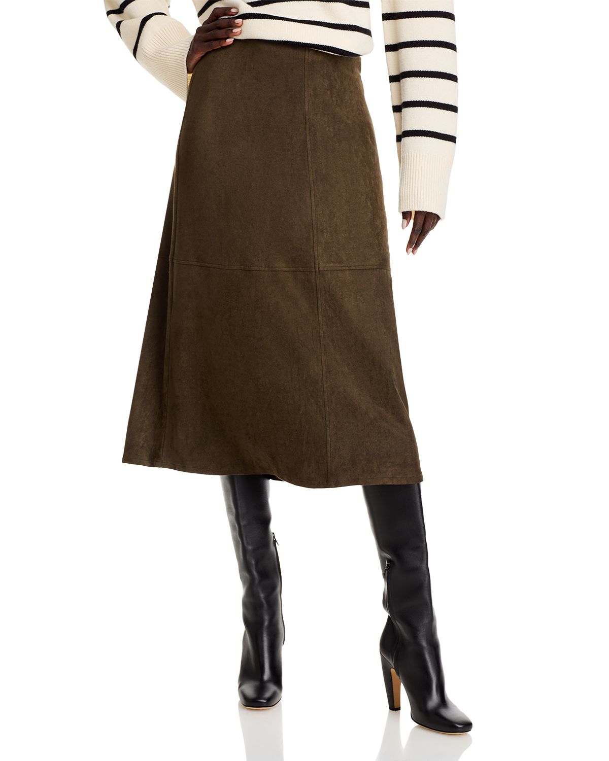 Faux Suede A Line Skirt - angle 1