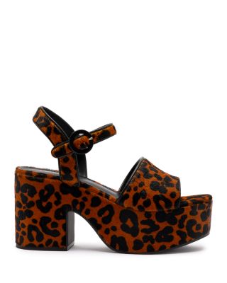 Women's Miso Animal Print Calf Hair High Heel Platform Sandals
