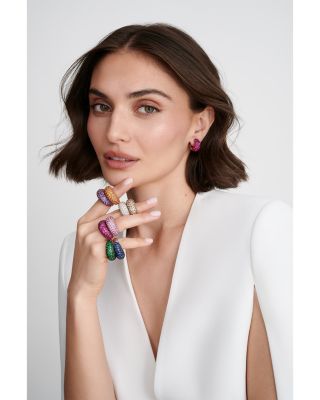 18K White Gold Small Dome Ring with Blue Sapphires, 3.11 tcw