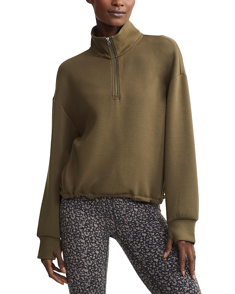 Varley Sian Spacer Half Zip Pullover In Dark Olive