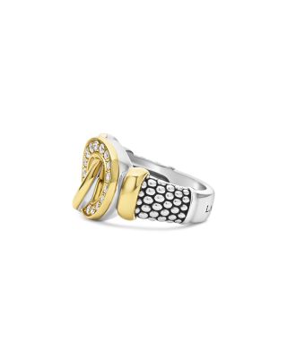 Two Tone Interlocking Diamond Statement Ring, 0.34 tcw