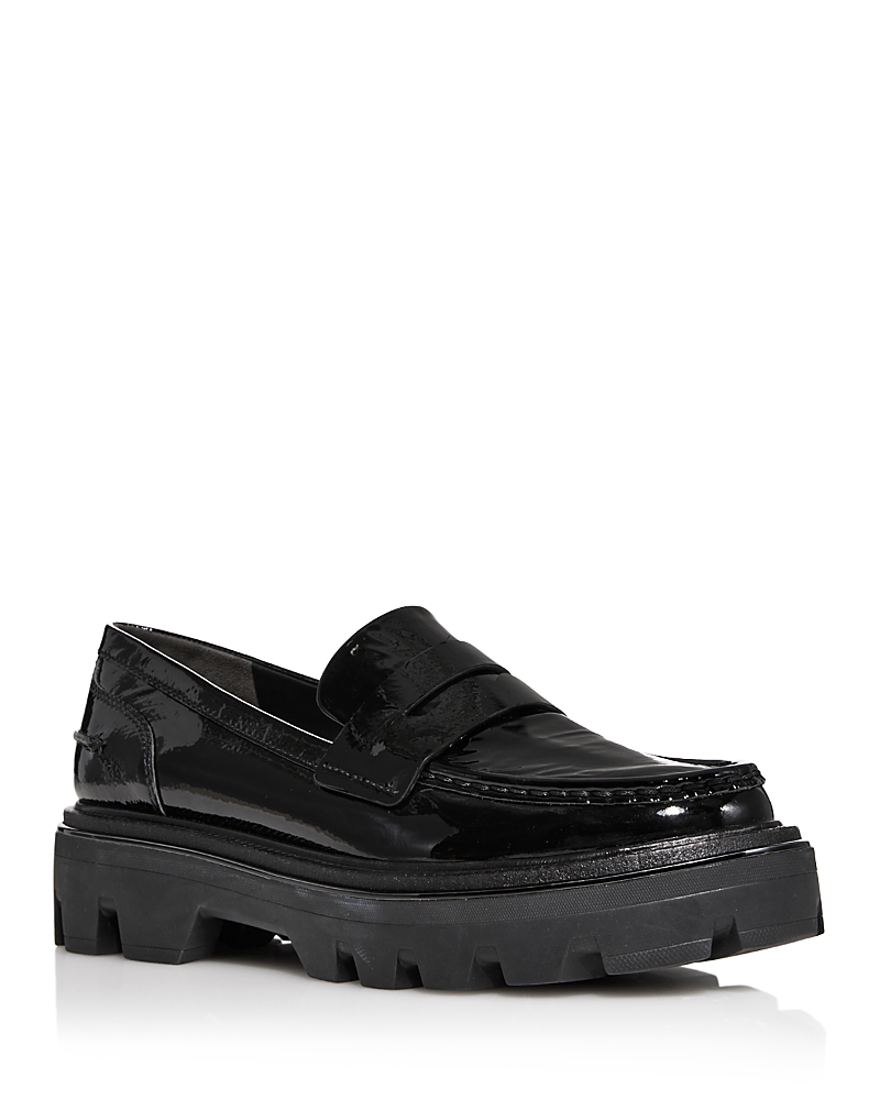 Rag & Bone Quinn Patent-leather Lug-sole Penny Loafers In Black Patent