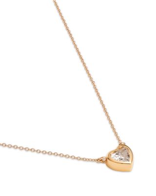 14K Yellow Gold Lab Grown Diamond Heart Pendant Necklace, 16-20"