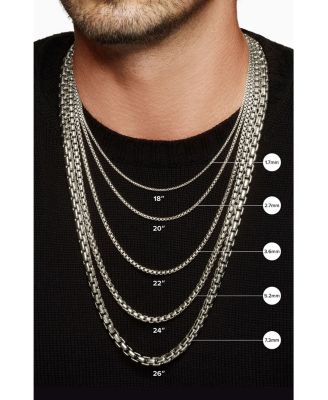 Men's Box Chain Necklace in Darkened Stainless Steel, 4mm