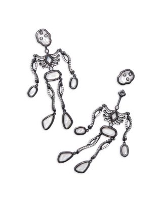 Kendra Scott Pave & Mother Of Pearl Skeleton Convertible Statement Earrings