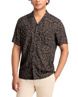 HUGO - Ellino Logo Print Relaxed Fit Button Down Camp Shirt