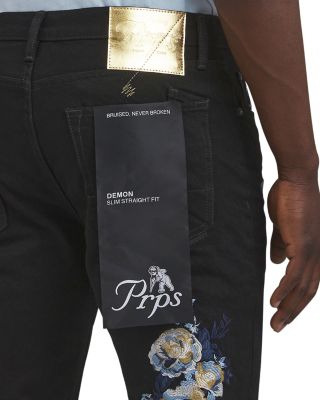 PRPS Peony Floral Pattern Slim Straight Fit Jeans | Bloomingdale's Men