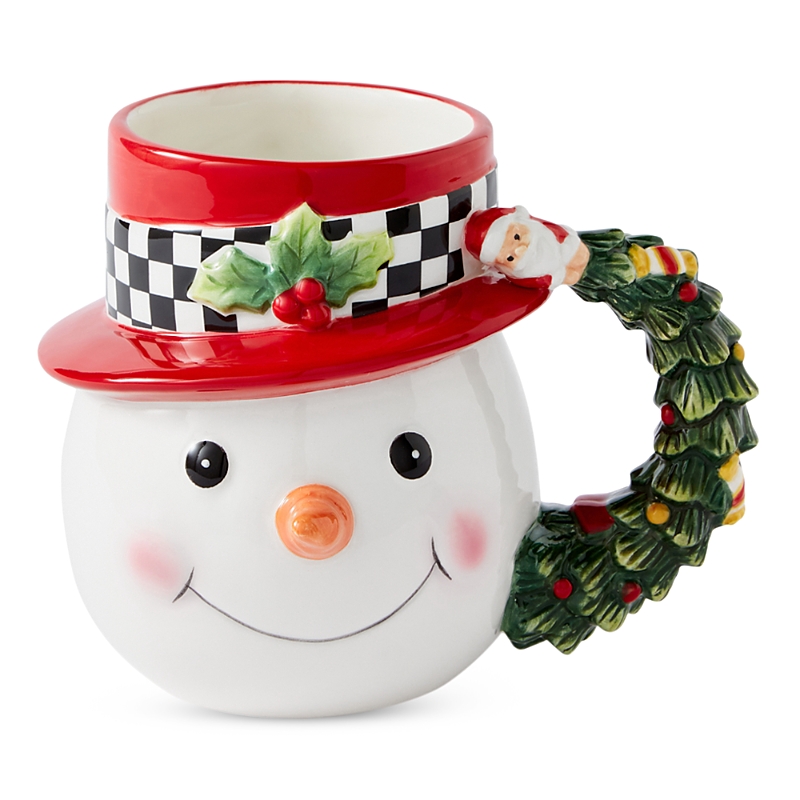 Shop Spode Christmas Tree Black And White Snowman Mug In Green